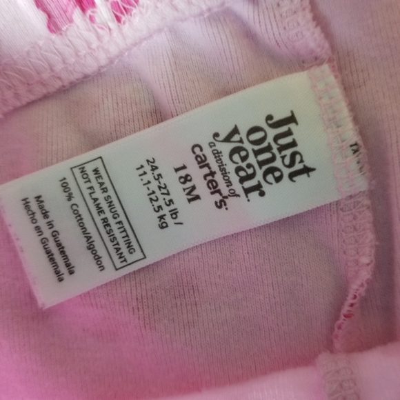 Just one year festive holiday pink and red peppermint 2 piece pajama size 18 mo - Picture 6 of 11